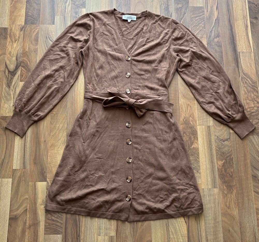 Lucky Brand Woman’s Size L Brown Long Sleeve Dress V-Neck